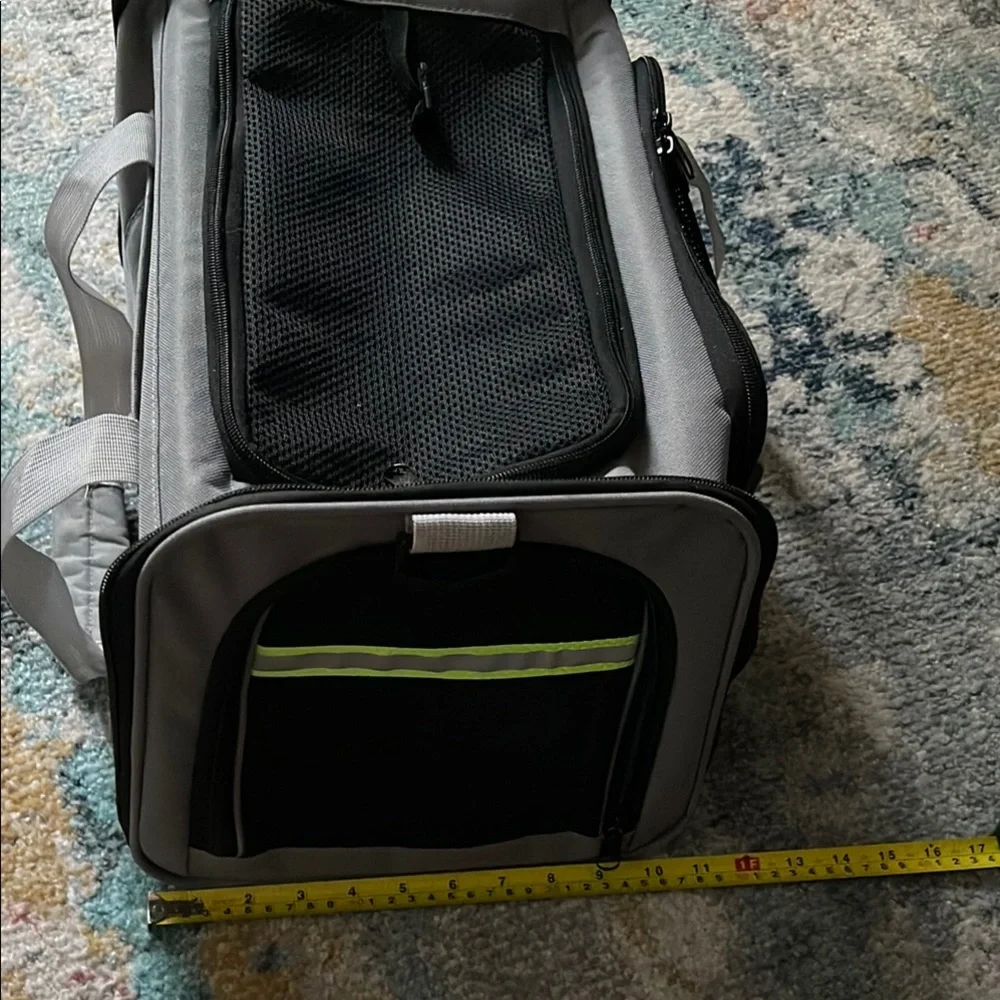 Gray and Black pet Carrier with Ventilated Panel